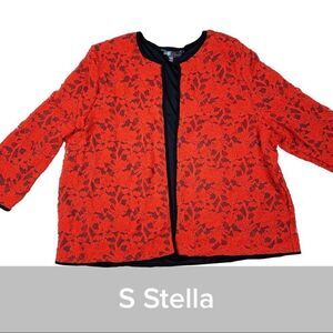 Lularoe Stella Bolero Jacket Red Lace - Size Small